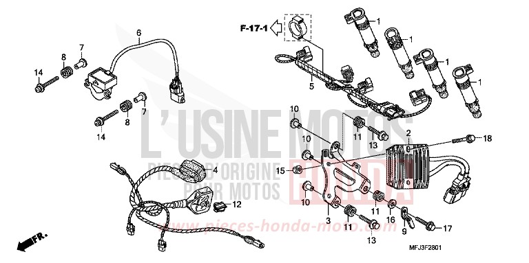 SUB HARNESS for CBR600RR ABS GRAPHITE BLACK (NHB01KA) from 2010